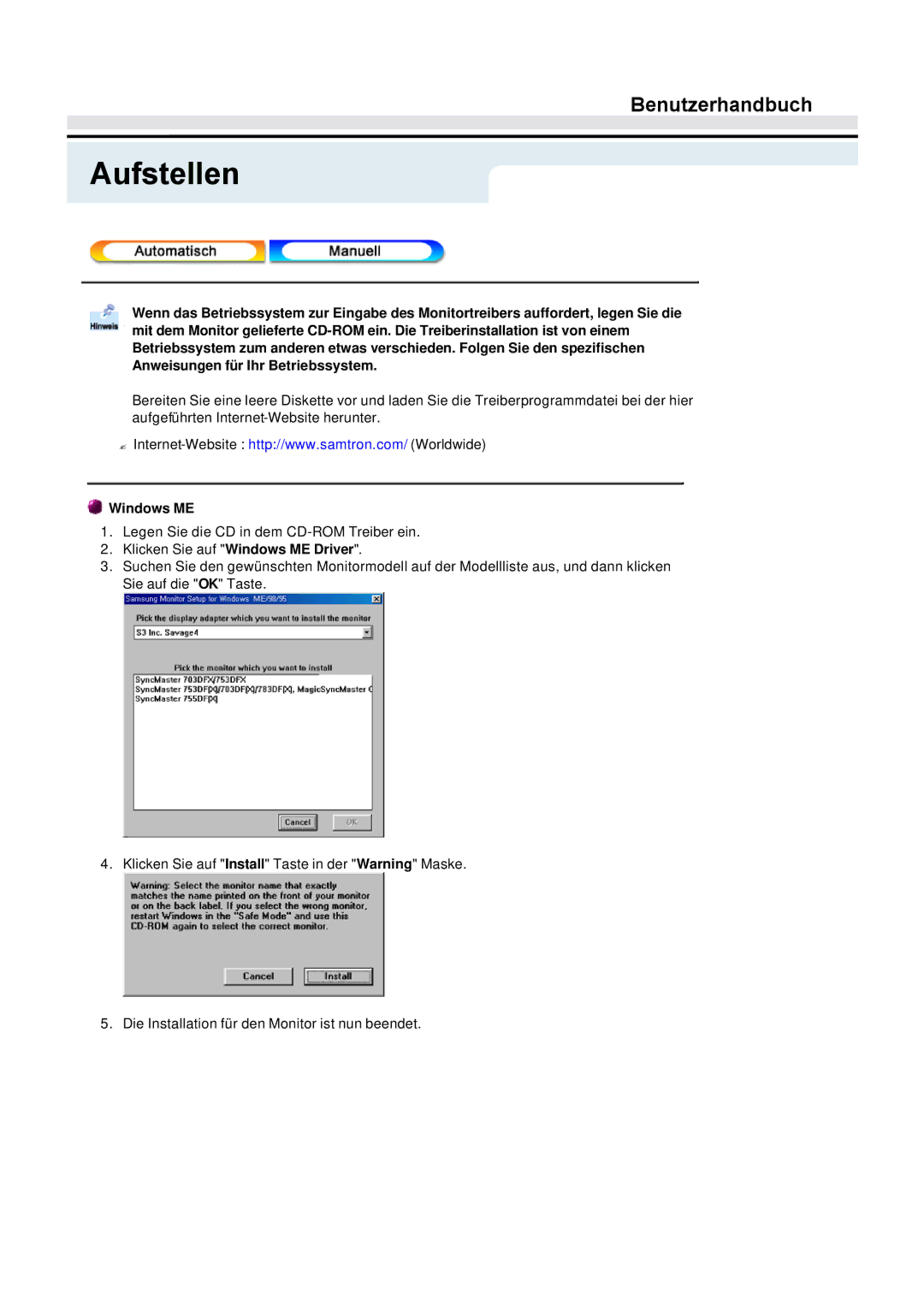 Samsung GY17CTSN/EDC, GY15VTSN/EDC, GY17VTSN/EDC manual Windows ME 