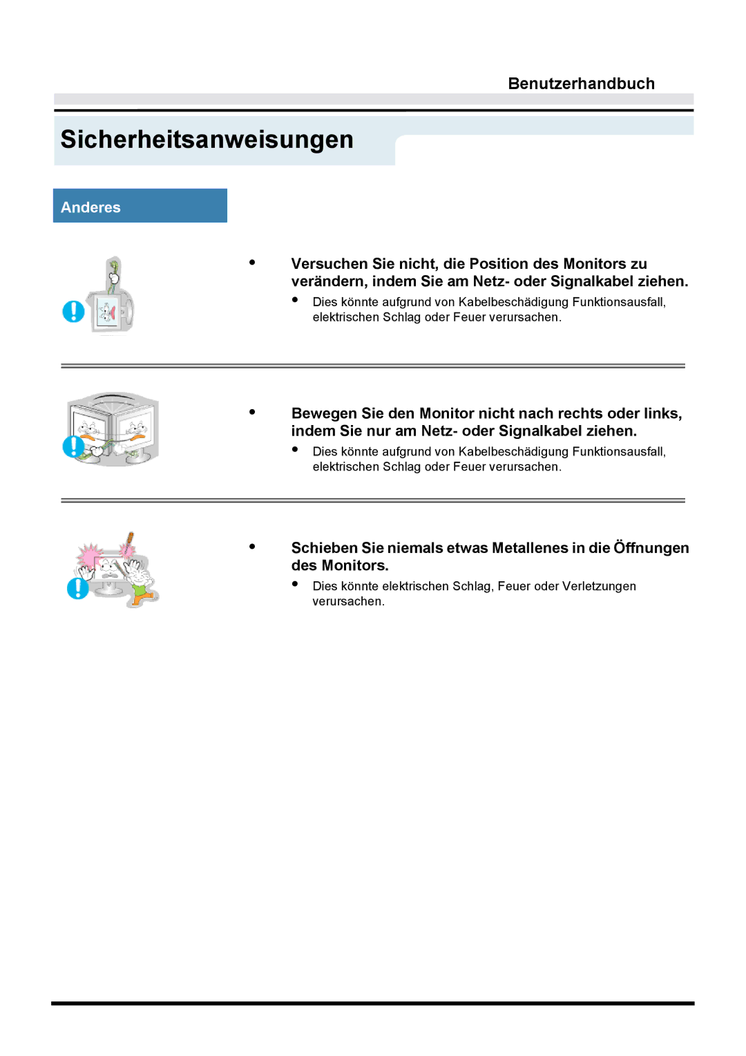 Samsung GY15VTSN/EDC, GY17VTSN/EDC, GY17CTSN/EDC manual Sicherheitsanweisungen 