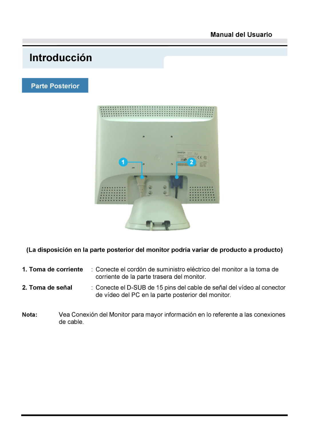 Samsung GY17VTSN/EDC, GY15VTSN/EDC, GY17CTSN/EDC manual Parte Posterior 