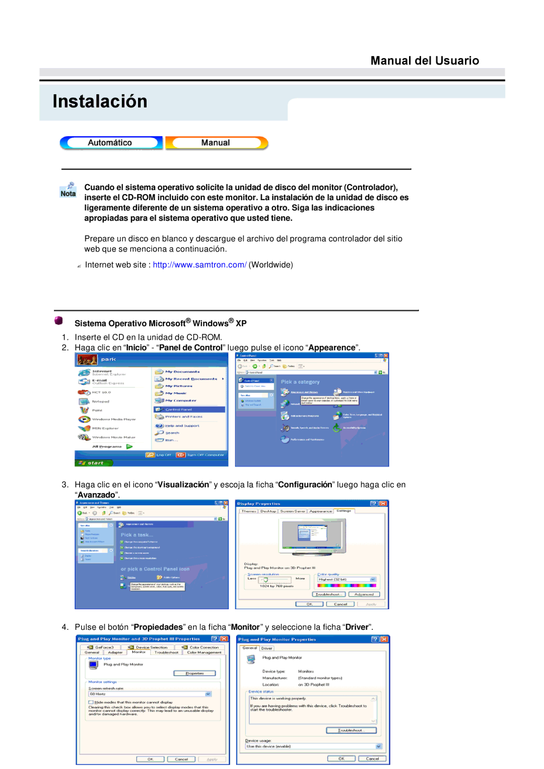 Samsung GY17CTSN/EDC, GY15VTSN/EDC, GY17VTSN/EDC manual Sistema Operativo Microsoft Windows XP 