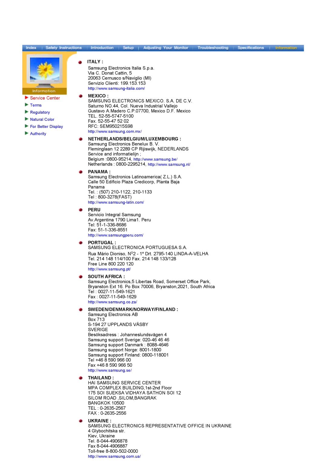 Samsung GY17HSSSC/EDC, GY17HSSSC/SAI, GY17HSSS/EDC manual Peru 