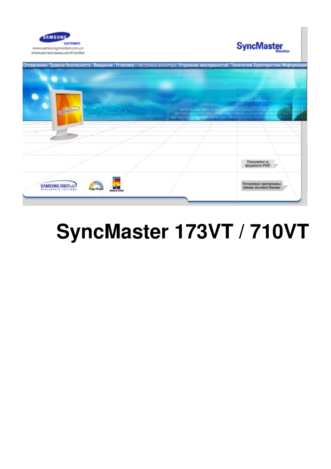 Samsung GY17HSSS/EDC, GY17HSSSC/EDC manual SyncMaster 173VT / 710VT 