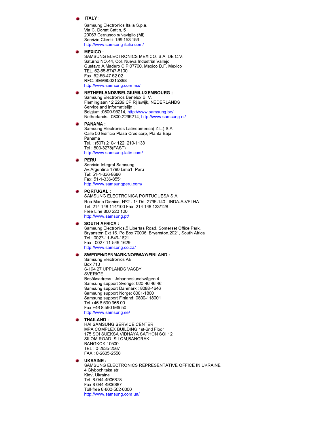 Samsung GY17HSSSC/EDC, GY17HSSS/EDC manual Italy 