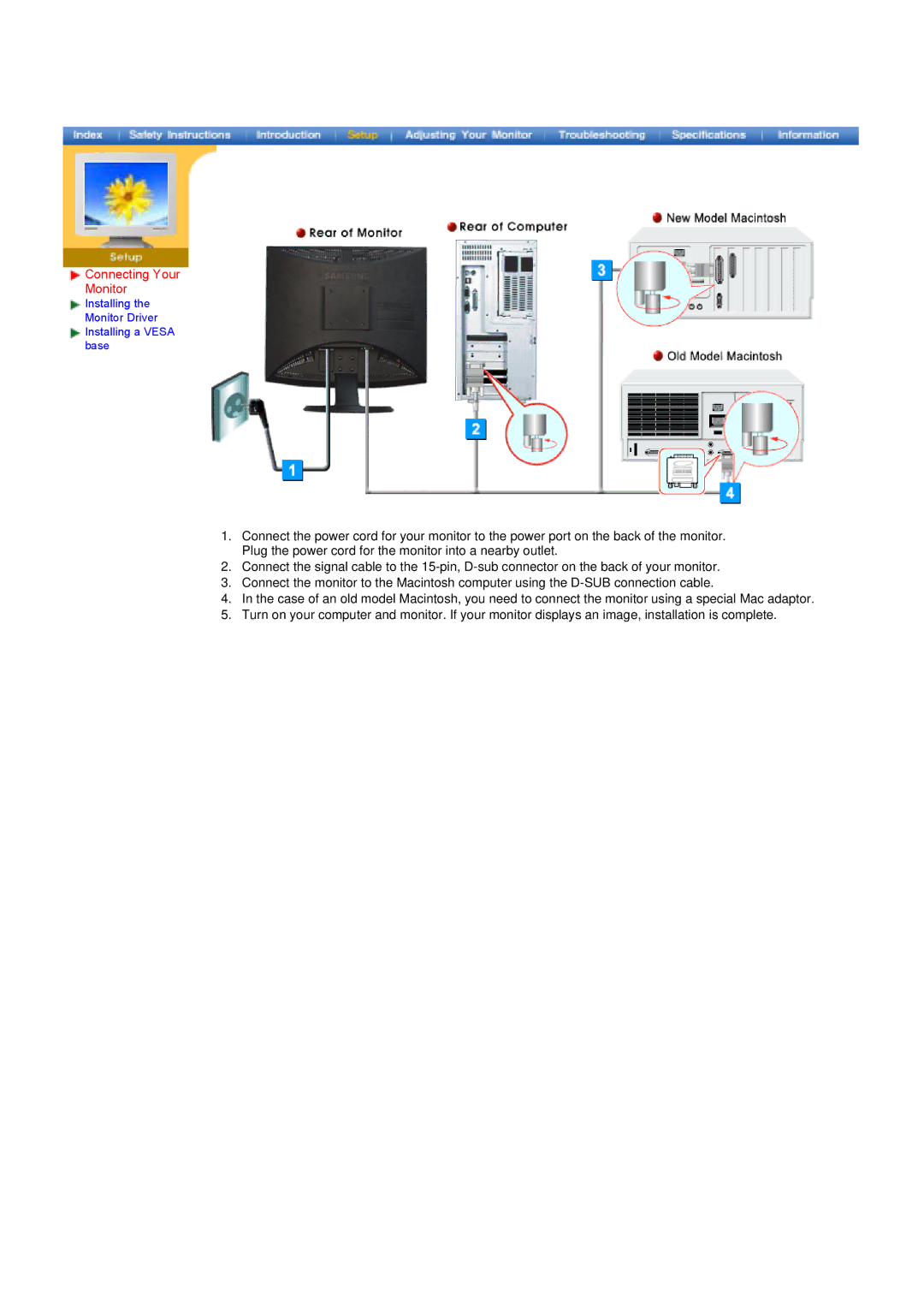 Samsung GY17HSSSC/EDC, GY17HSSS/EDC manual Connecting Your Monitor 