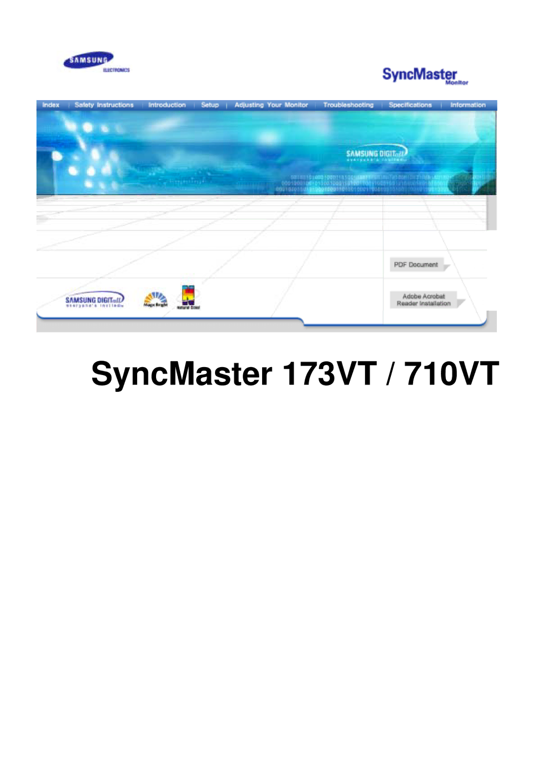 Samsung GY17HSSSG/XSJ, GY17HSSSC/EDC, GY17HSSSC/SAI, GY17HSSSC/VNT, GY17HSSS/EDC manual SyncMaster 173VT / 710VT 