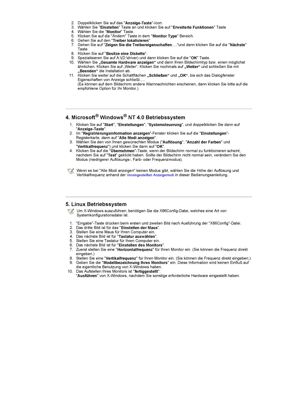 Samsung GY17HSSSC/EDC manual Microsoft Windows NT 4.0 Betriebssystem, Klicken Sie auf Besitze eine Diskette 