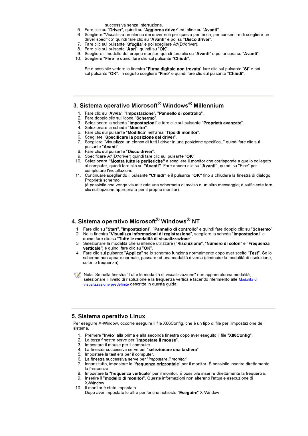 Samsung GY17HSSSC/EDC manual Sistema operativo Microsoft Windows Millennium, Scegliere Specificare la posizione del driver 