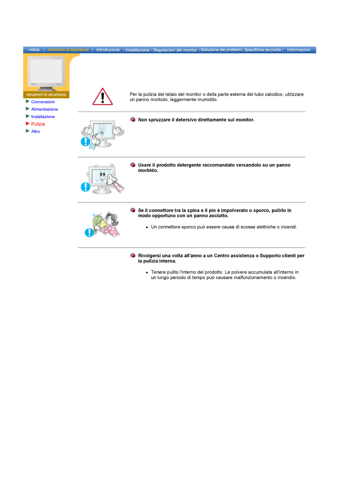 Samsung GY17HSSSC/EDC manual Pulizia 