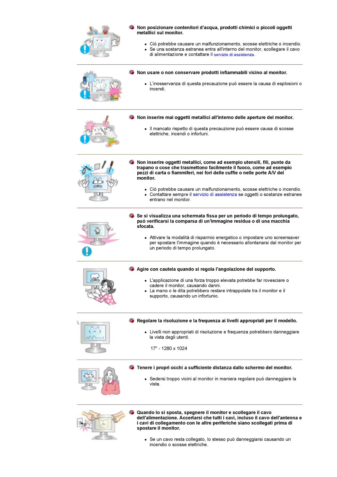 Samsung GY17HSSSC/EDC manual Agire con cautela quando si regola langolazione del supporto 