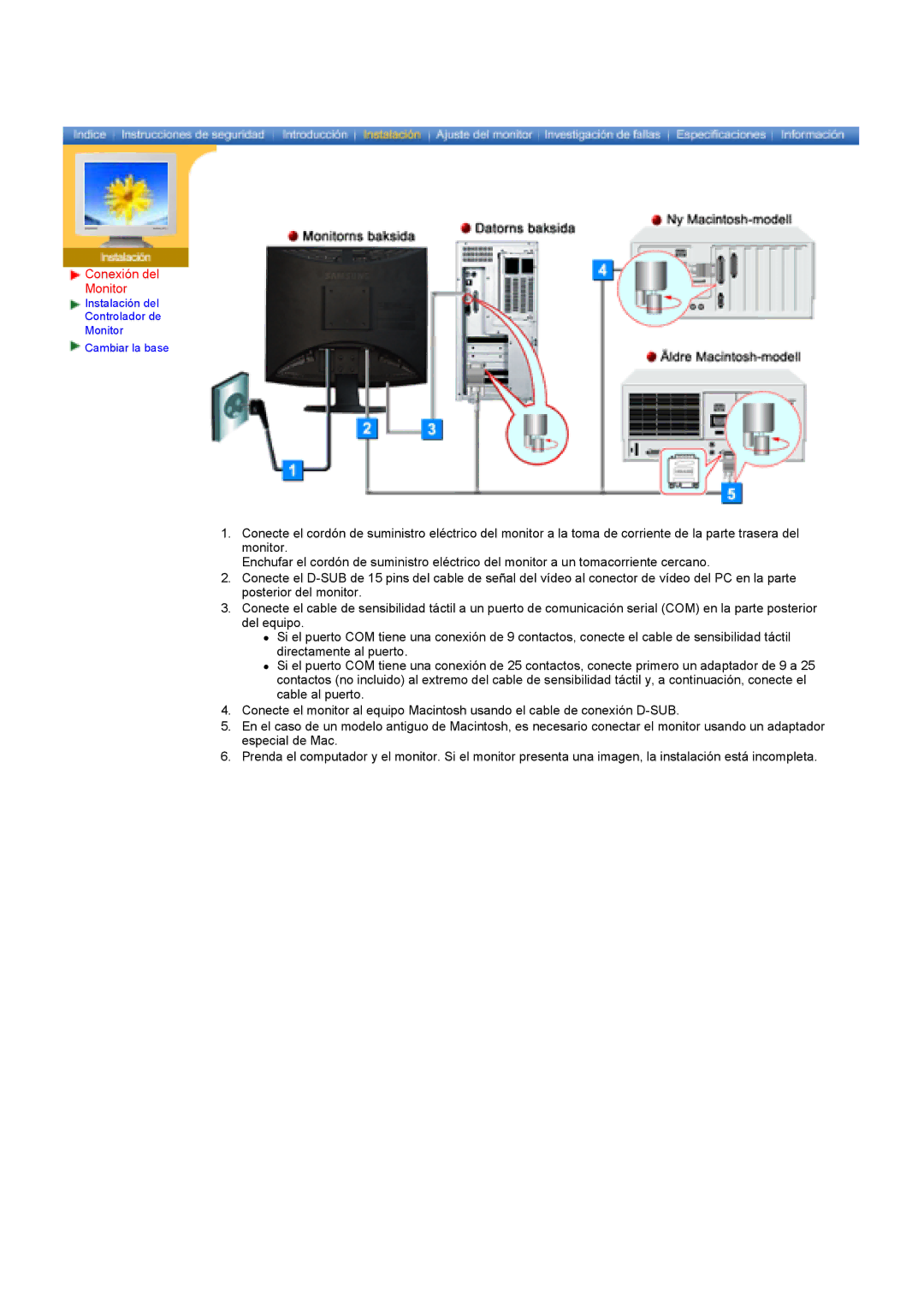 Samsung GY17HSSSC/EDC manual Conexión del Monitor 