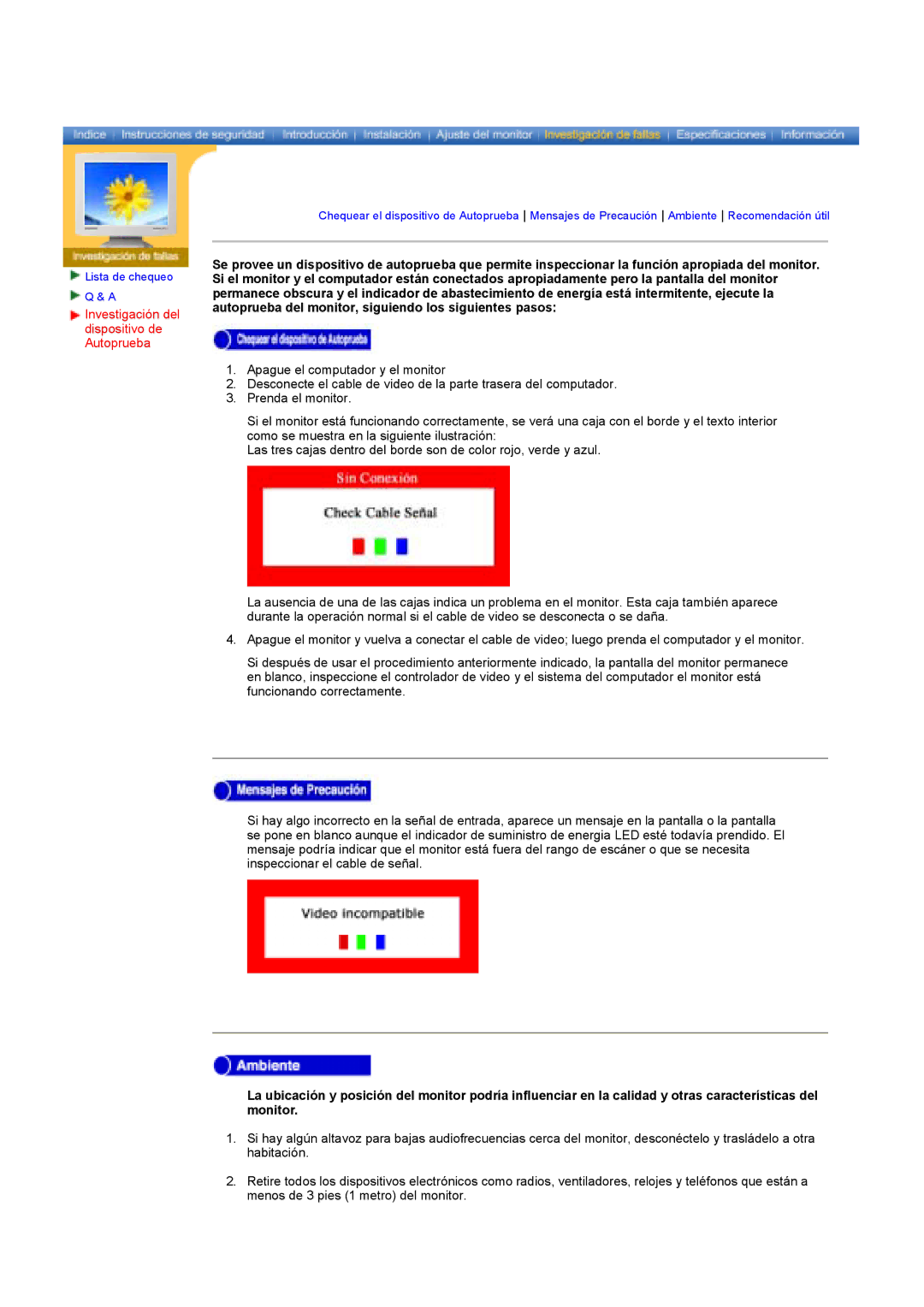 Samsung GY17HSSSC/EDC manual Investigación del dispositivo de Autoprueba 