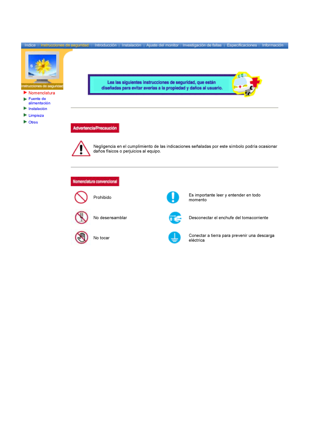 Samsung GY17HSSSC/EDC manual Nomenclatura 