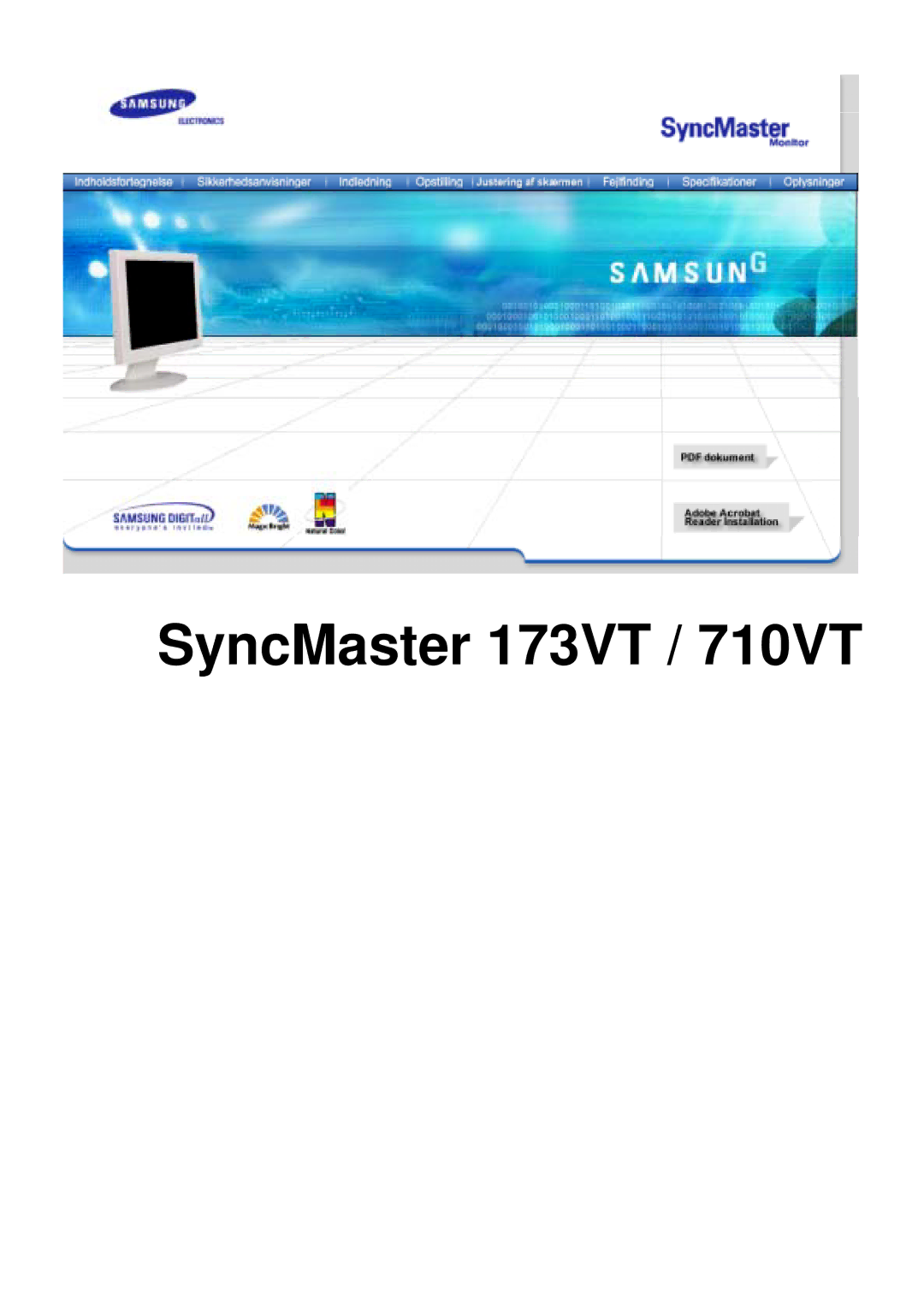 Samsung GY17HSSSC/EDC manual SyncMaster 173VT / 710VT 