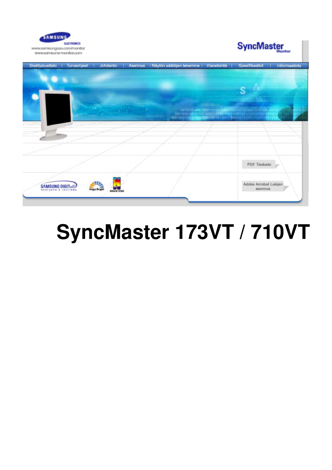 Samsung GY17HSSSC/EDC manual SyncMaster 173VT / 710VT 