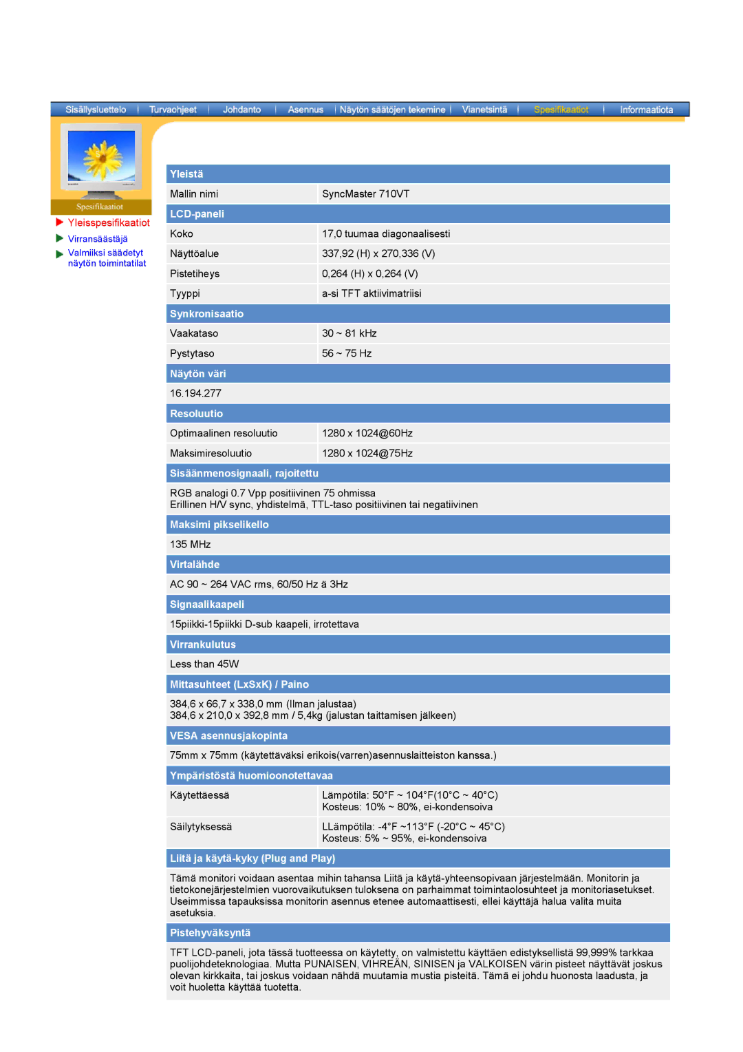 Samsung GY17HSSSC/EDC manual Sisäänmenosignaali, rajoitettu 