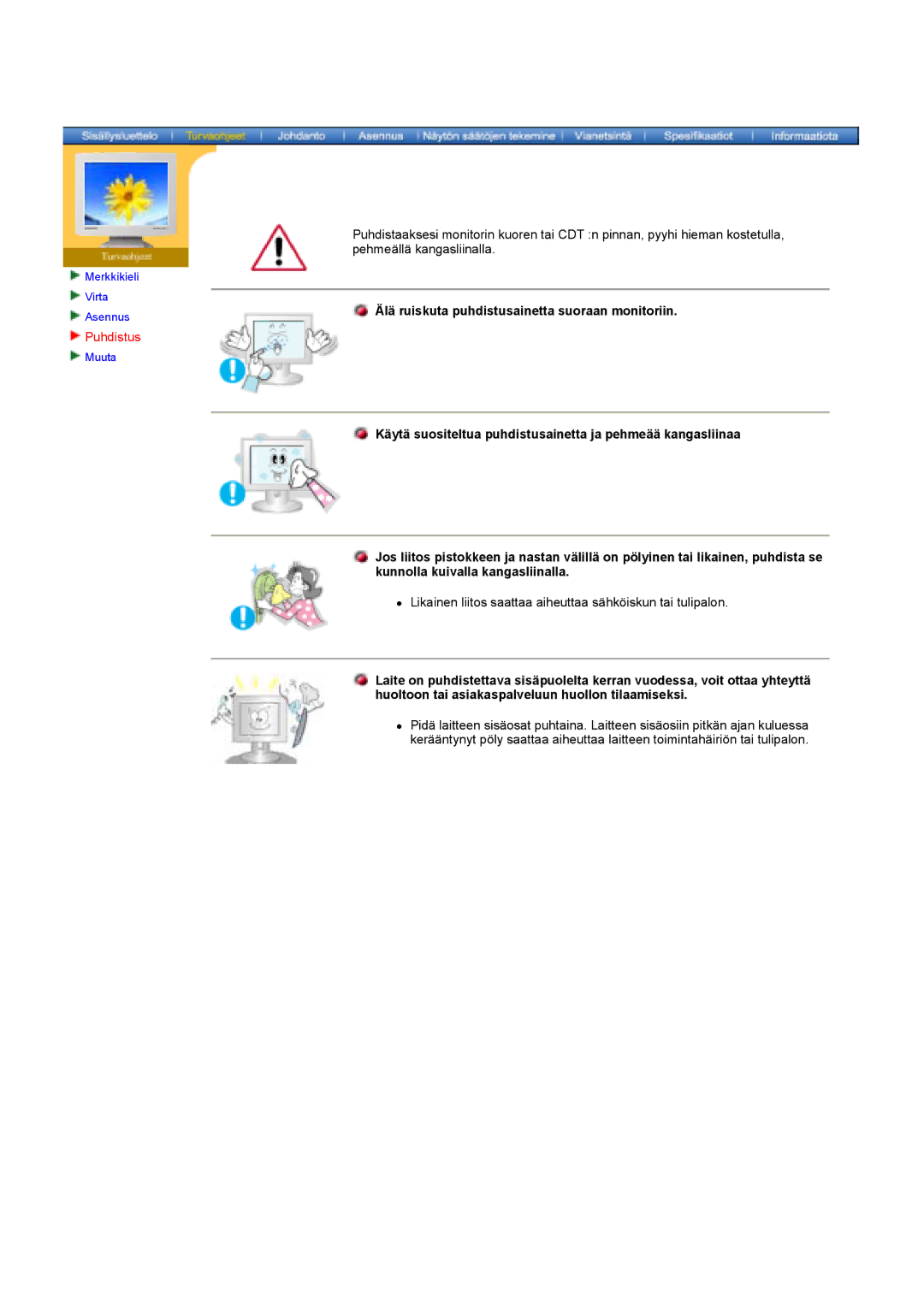 Samsung GY17HSSSC/EDC manual Puhdistus 