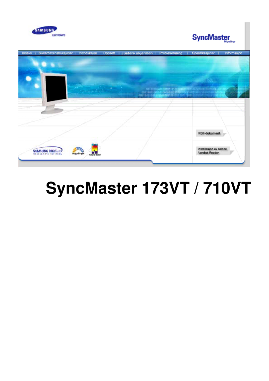 Samsung GY17HSSSC/EDC manual SyncMaster 173VT / 710VT 