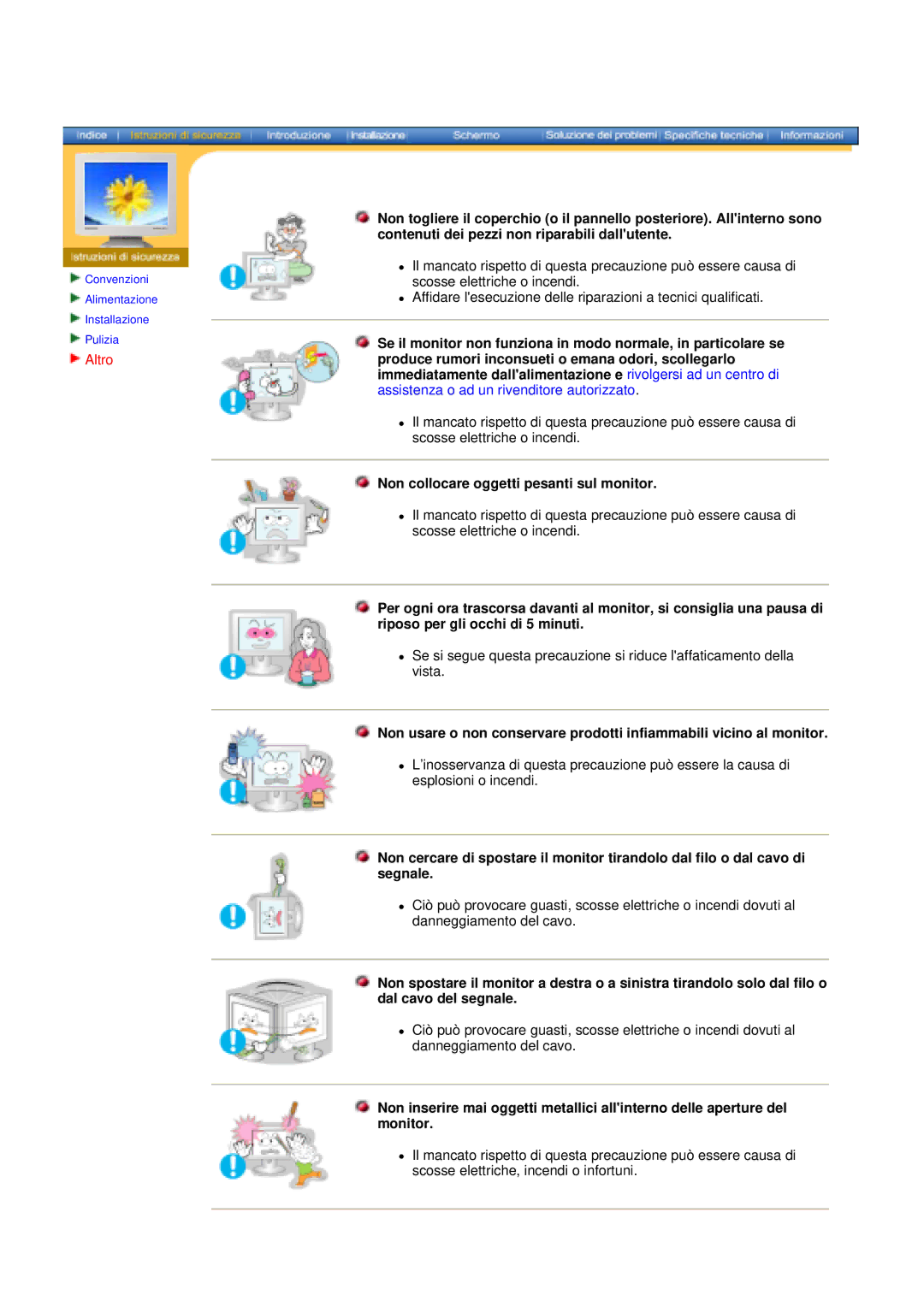 Samsung GY17VSSN/EDC, GY17MSHS/EDC manual Produce rumori inconsueti o emana odori, scollegarlo, Scosse elettriche o incendi 