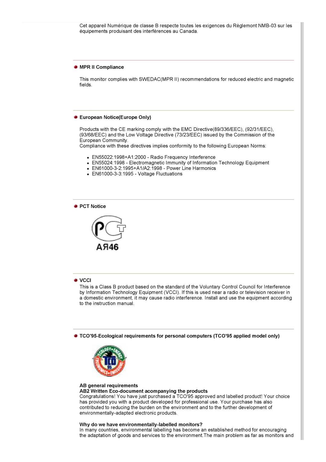 Samsung GY15VSSN/EDC, GY17MSHS/EDC, GY17LSHS/EDC, GY15VSSS/EDC MPR II Compliance, European NoticeEurope Only, PCT Notice 