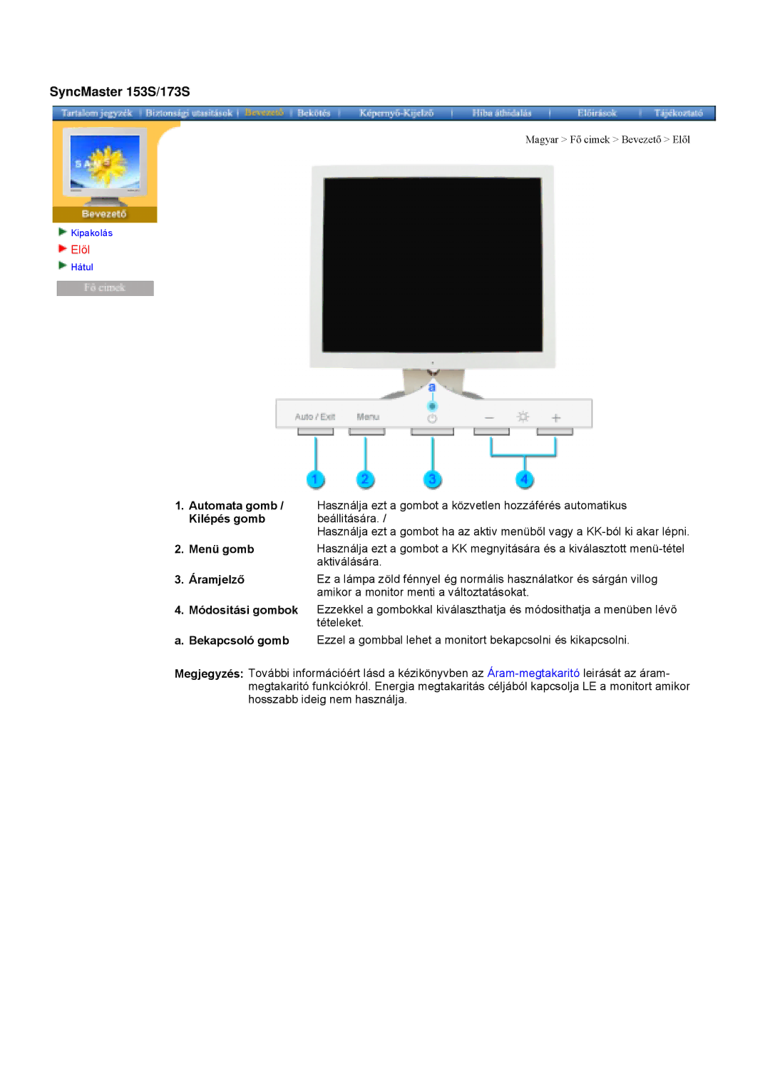 Samsung GY17MSHS/EDC, GY17LSHS/EDC, GY15VSSS/EDC, GY15CSSS/EDC, GY17VSSS/EDC, GY15VSSN/EDC, GY15MSHS/EDC, GY17CSSS/EDC manual Elől 