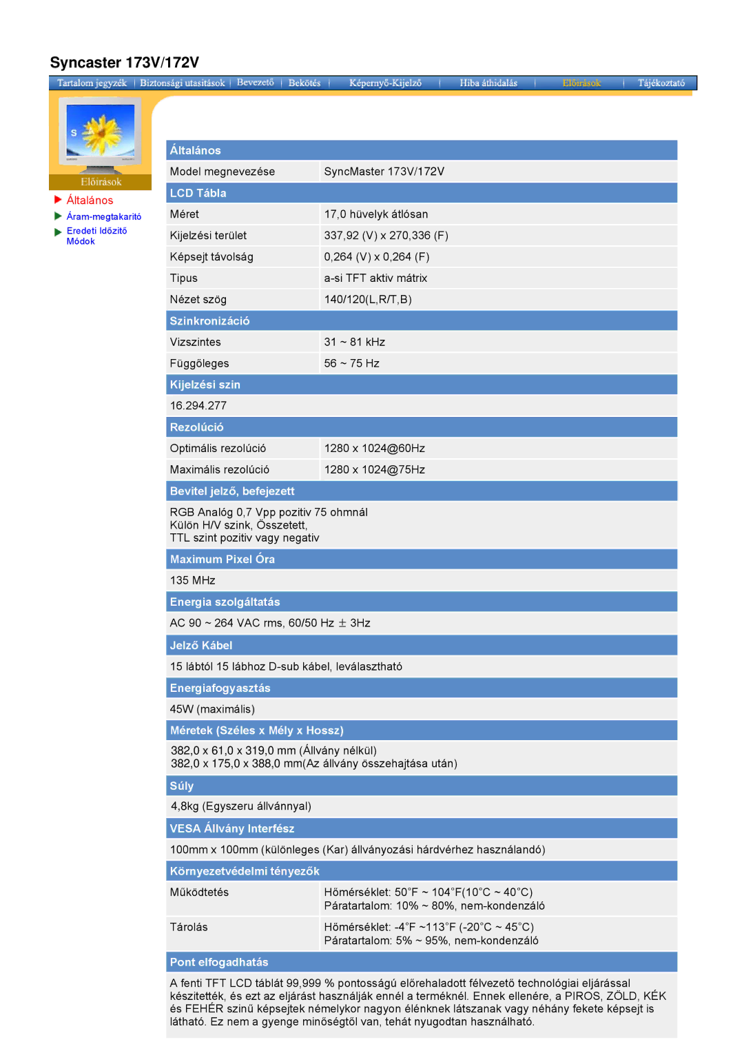 Samsung GY15VSSN/EDC, GY17MSHS/EDC, GY17LSHS/EDC, GY15VSSS/EDC, GY15CSSS/EDC, GY17VSSS/EDC, GY15MSHS/EDC Syncaster 173V/172V 