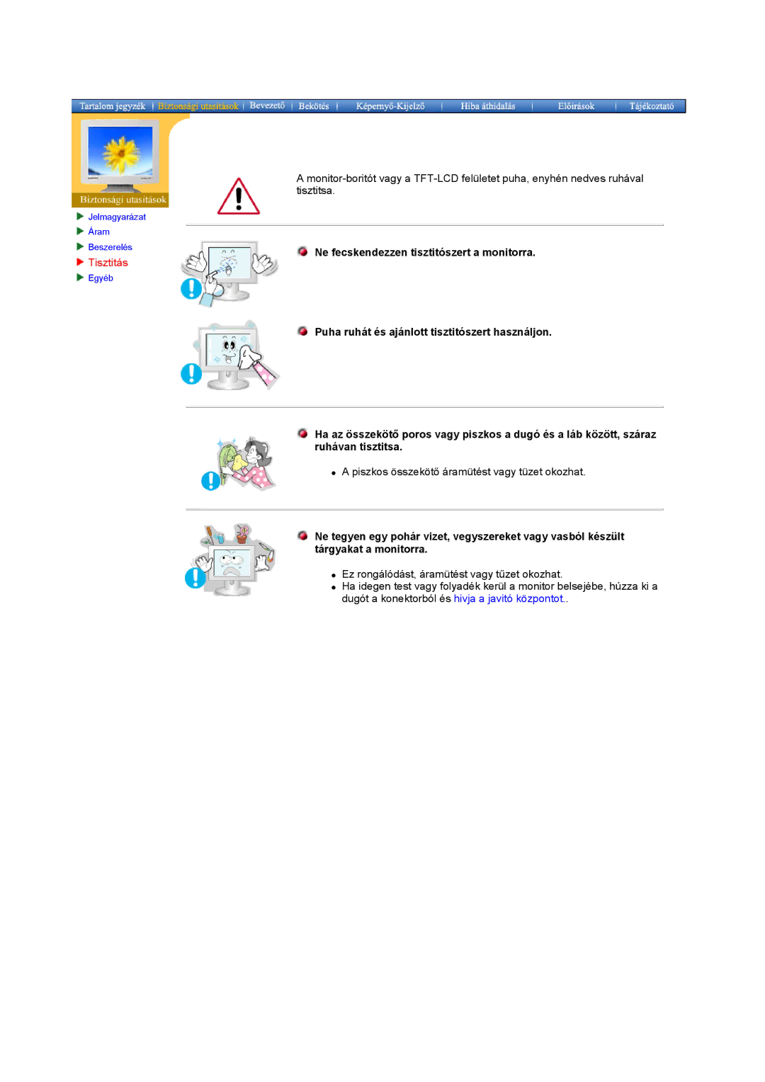 Samsung GY15MSHS/EDC, GY17MSHS/EDC, GY17LSHS/EDC, GY15VSSS/EDC, GY15CSSS/EDC, GY17VSSS/EDC, GY15VSSN/EDC, GY17CSSS/EDC Tisztitás 