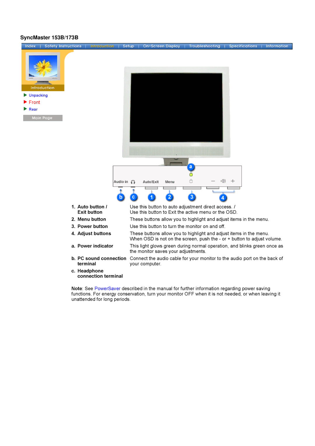 Samsung GY15CSSN/EDC, GY17VSSN/XSJ, GY19VSSN/XSJ, MO15ESDMZ/XSJ, GY17MSGS/XSJ manual Terminal, Headphone connection terminal 