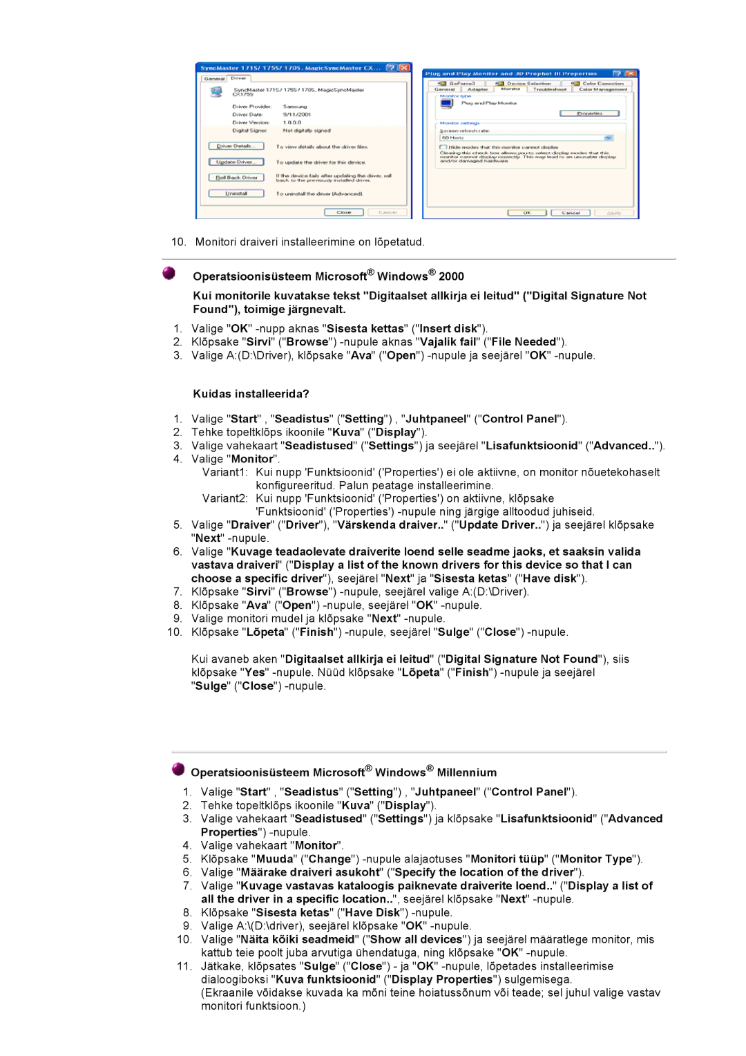 Samsung GY17VSSS/EDC manual Tehke topeltklõps ikoonile Kuva Display 