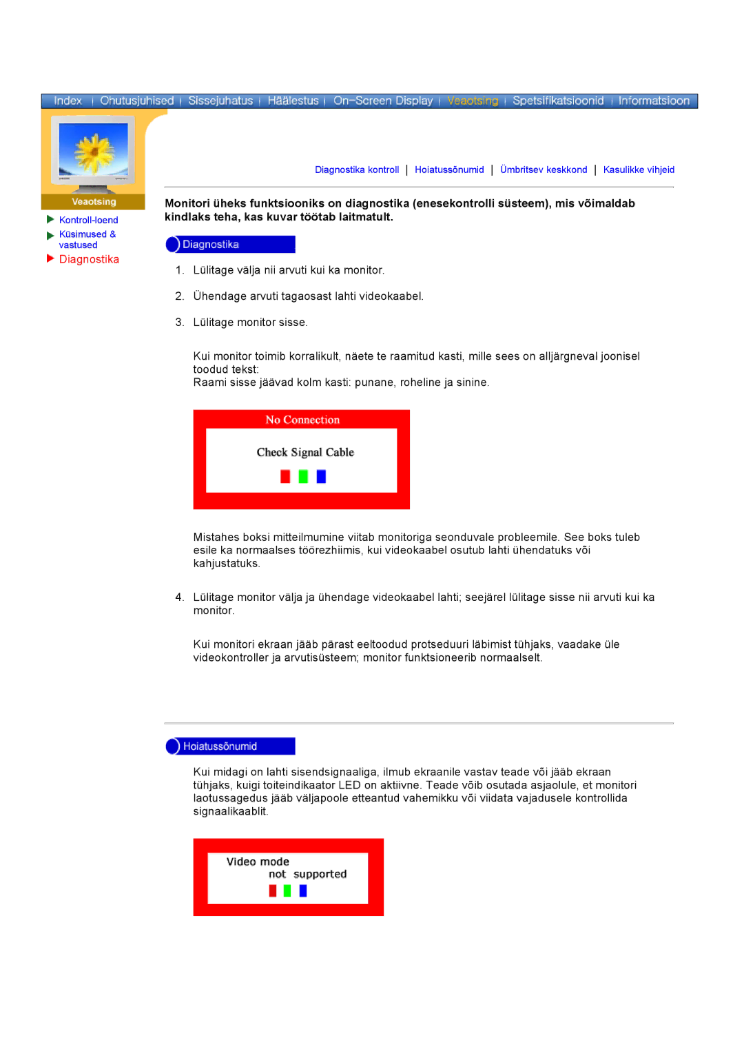 Samsung GY17VSSS/EDC manual Diagnostika 