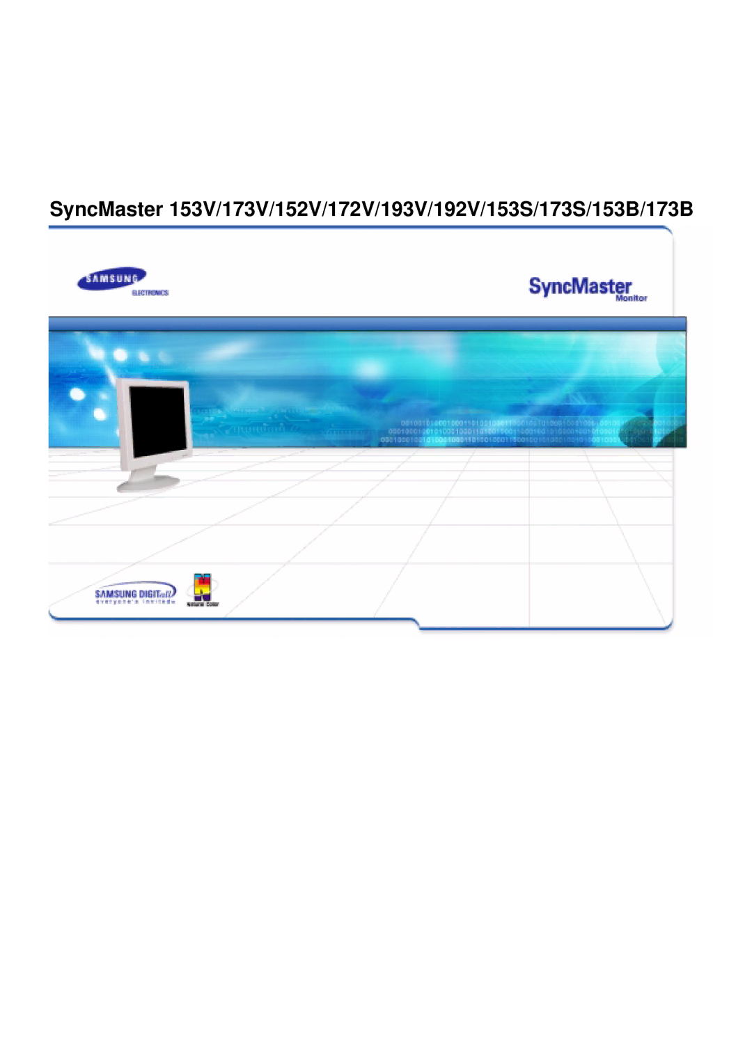 Samsung GY17VSSS/EDC manual SyncMaster 153V/173V/152V/172V/193V/192V/153S/173S/153B/173B 