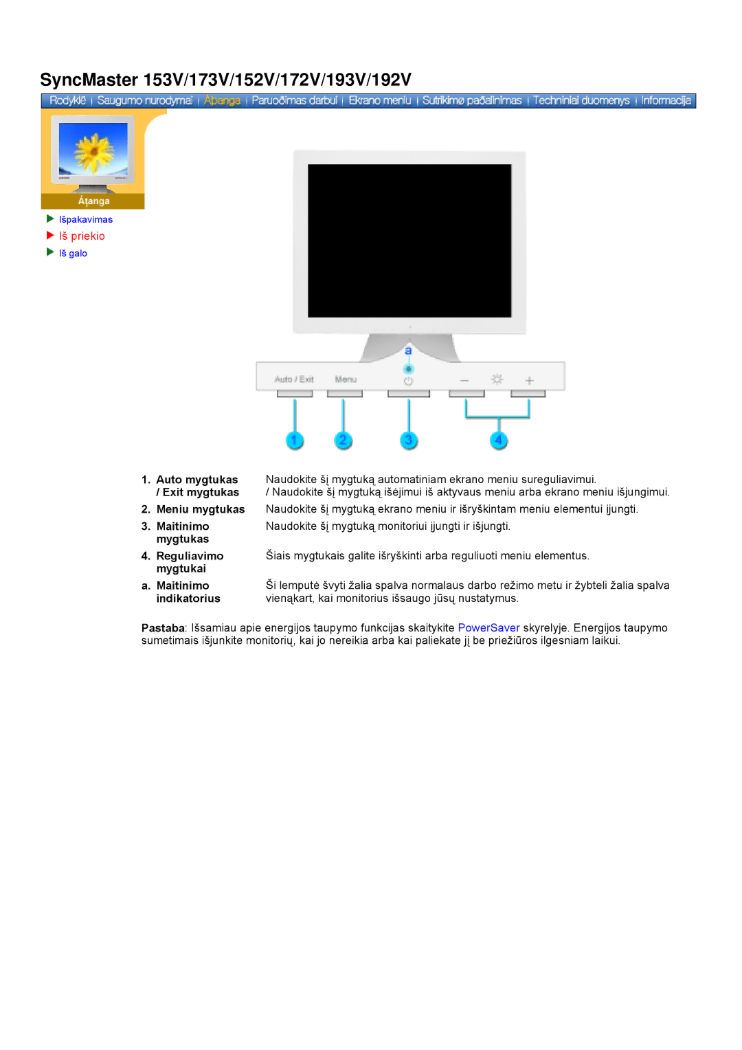 Samsung GY17VSSS/EDC manual Iš priekio 