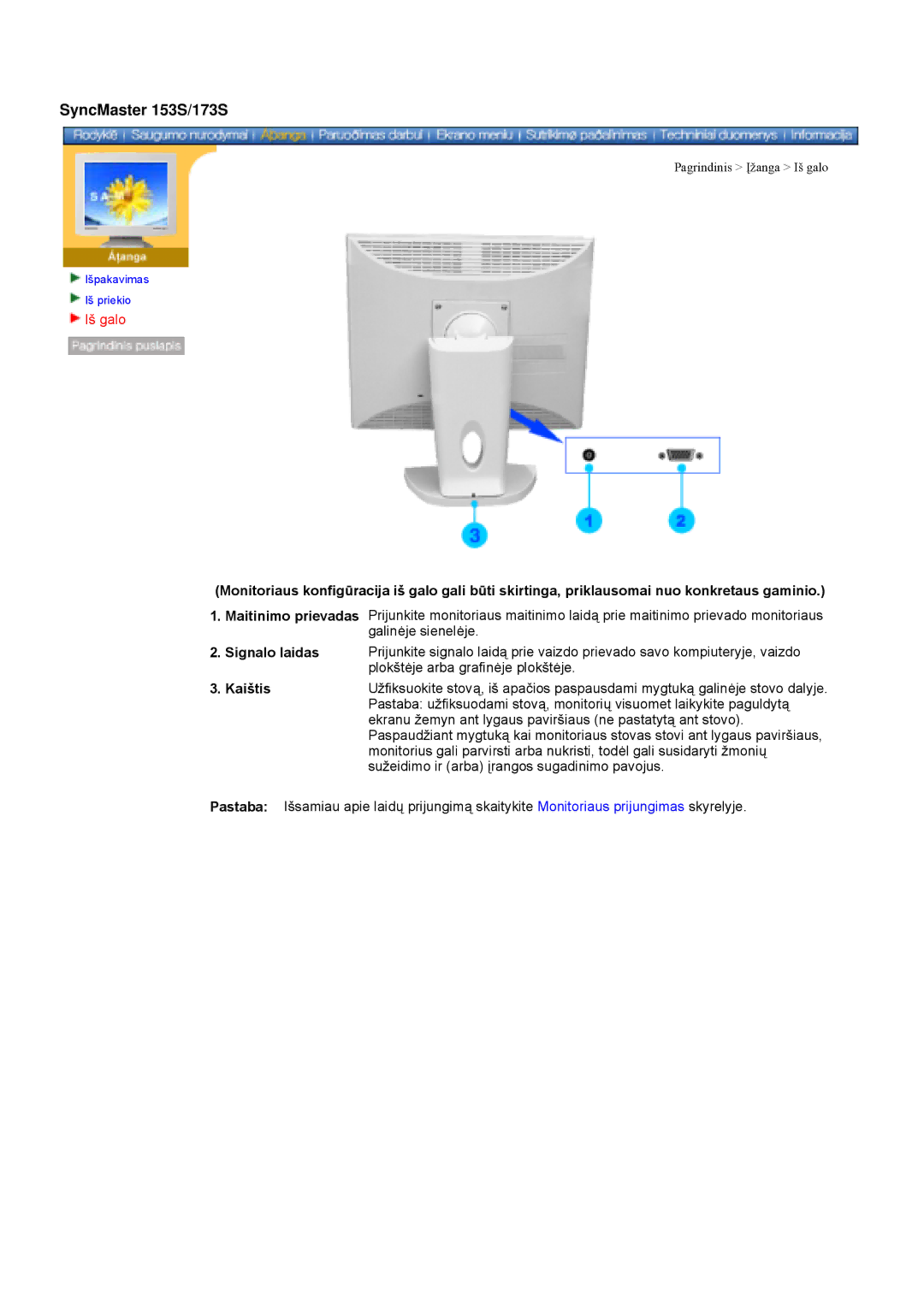 Samsung GY17VSSS/EDC manual Kaištis, Pastaba 