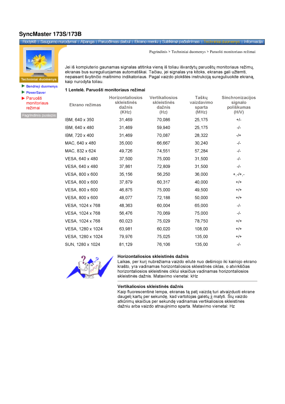 Samsung GY17VSSS/EDC manual SyncMaster 173S/173B 