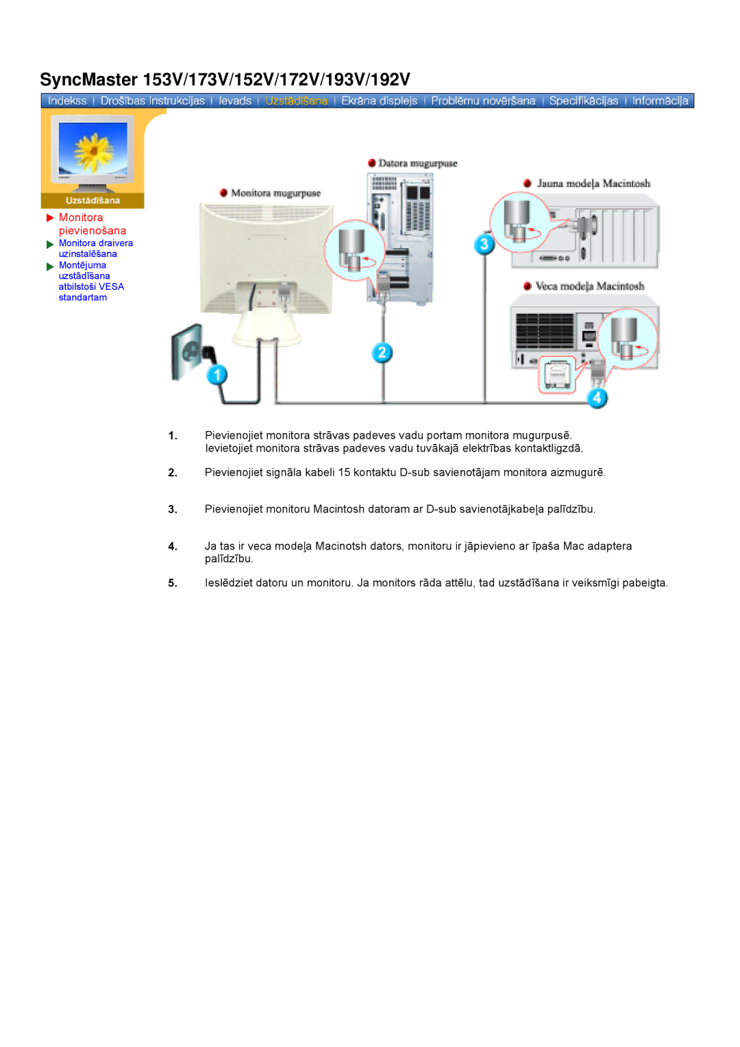 Samsung GY17VSSS/EDC manual Monitora pievienošana 