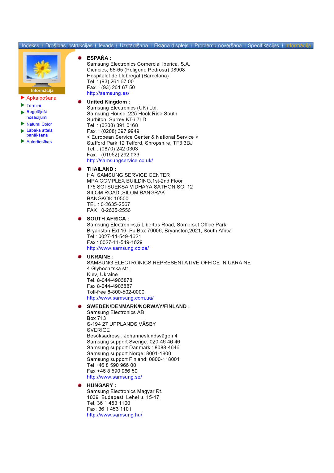 Samsung GY17VSSS/EDC manual Espańa, United Kingdom 