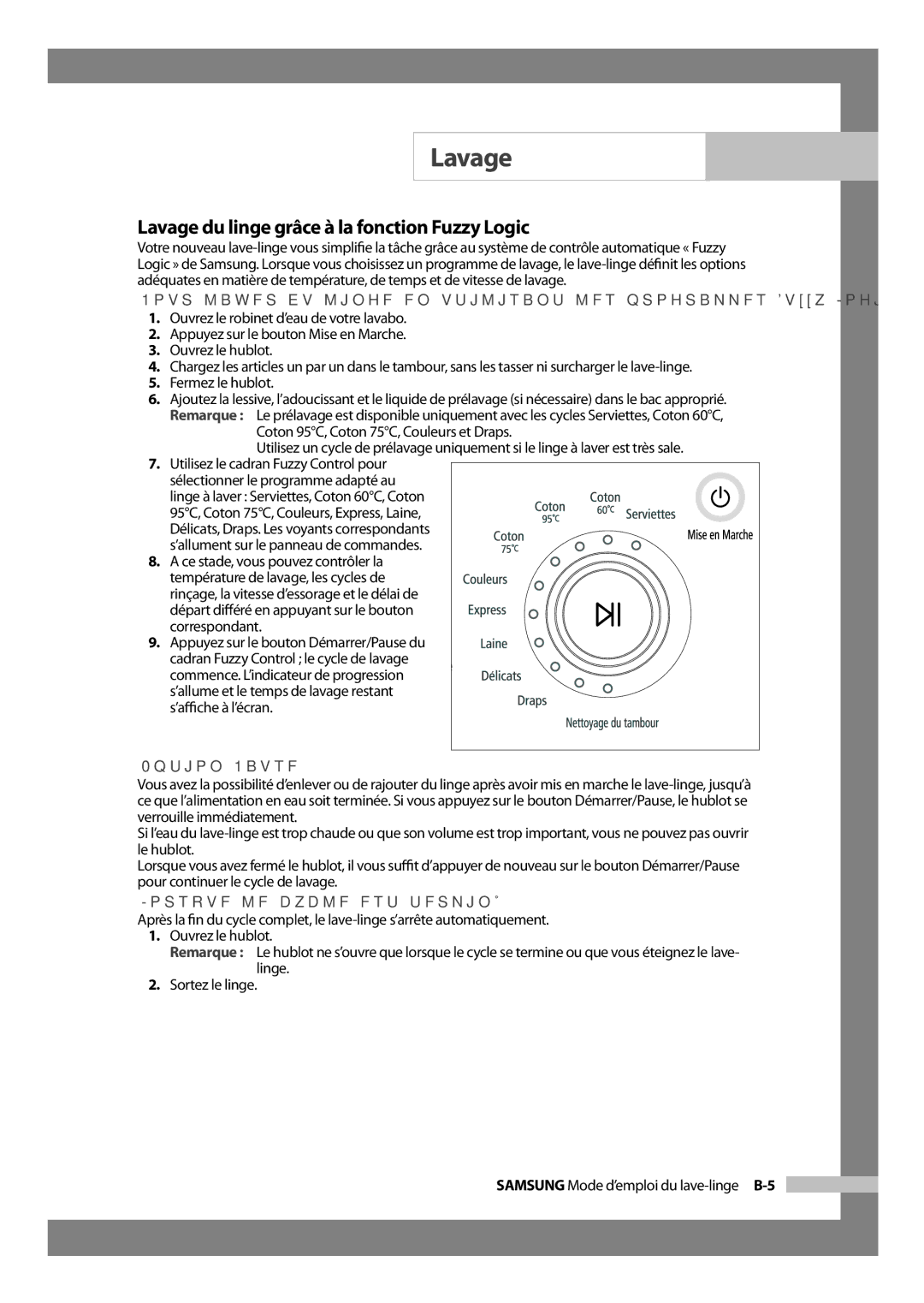 Samsung H1255AGS/XEU manual Lavage du linge grâce à la fonction Fuzzy Logic, Option Pause, Lorsque le cycle est terminé 