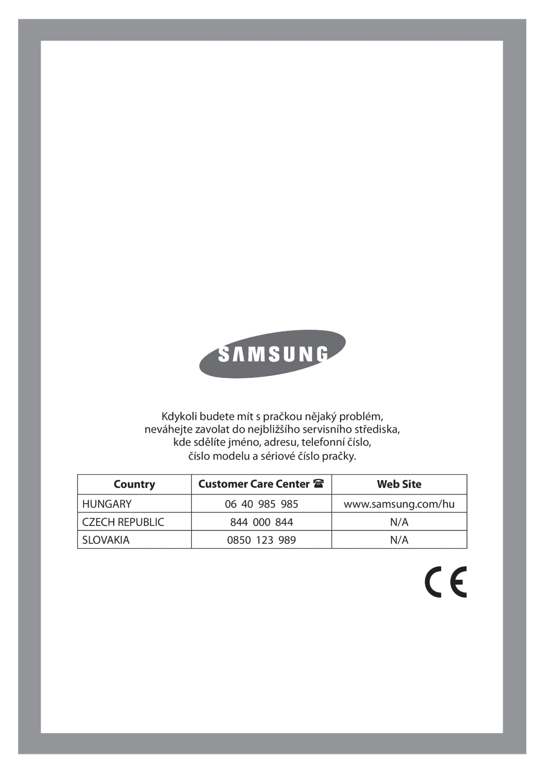 Samsung H1255AGS/XEH manual Country 