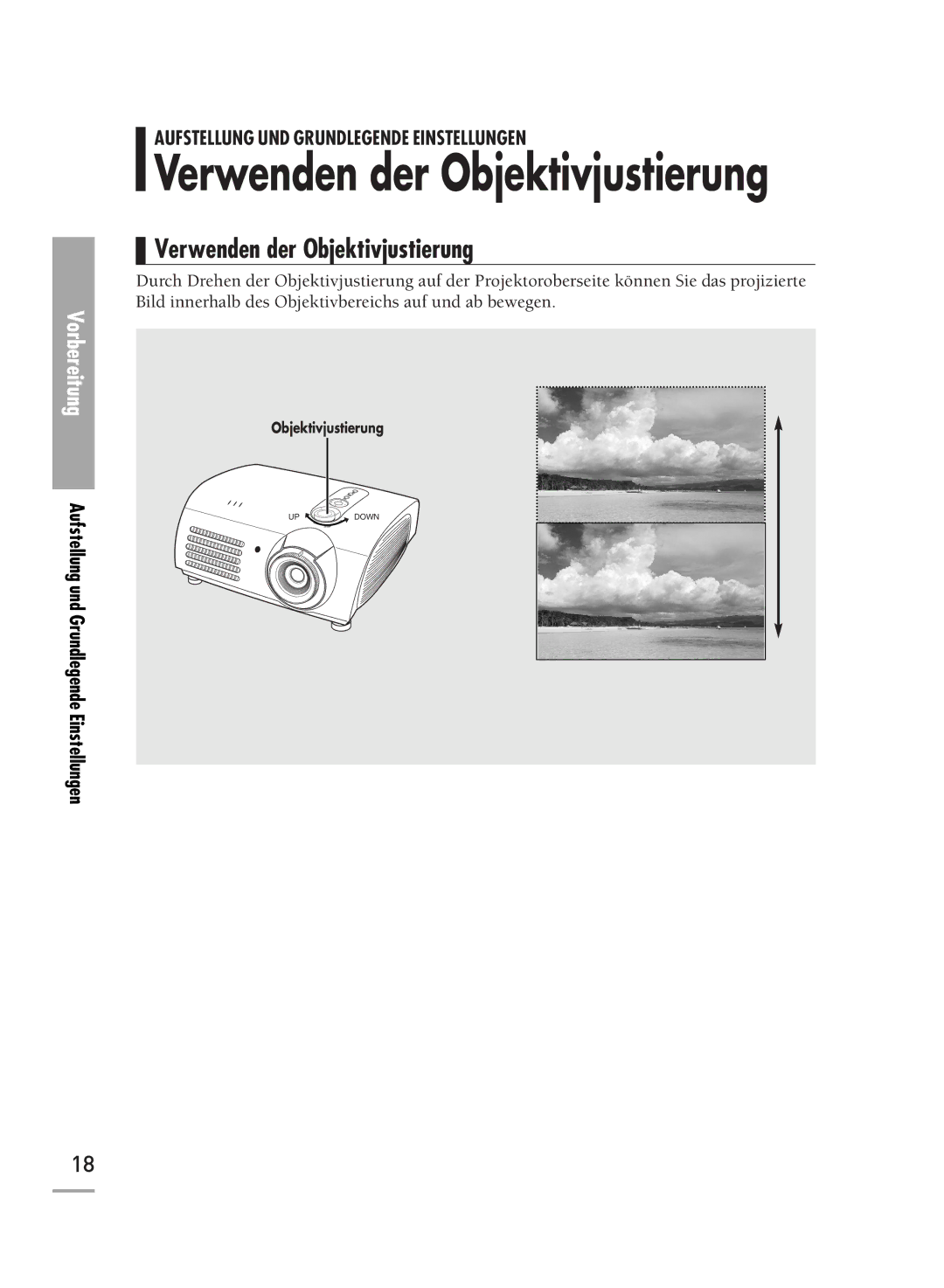 Samsung H710, H500 manual Verwenden der Objektivjustierung 