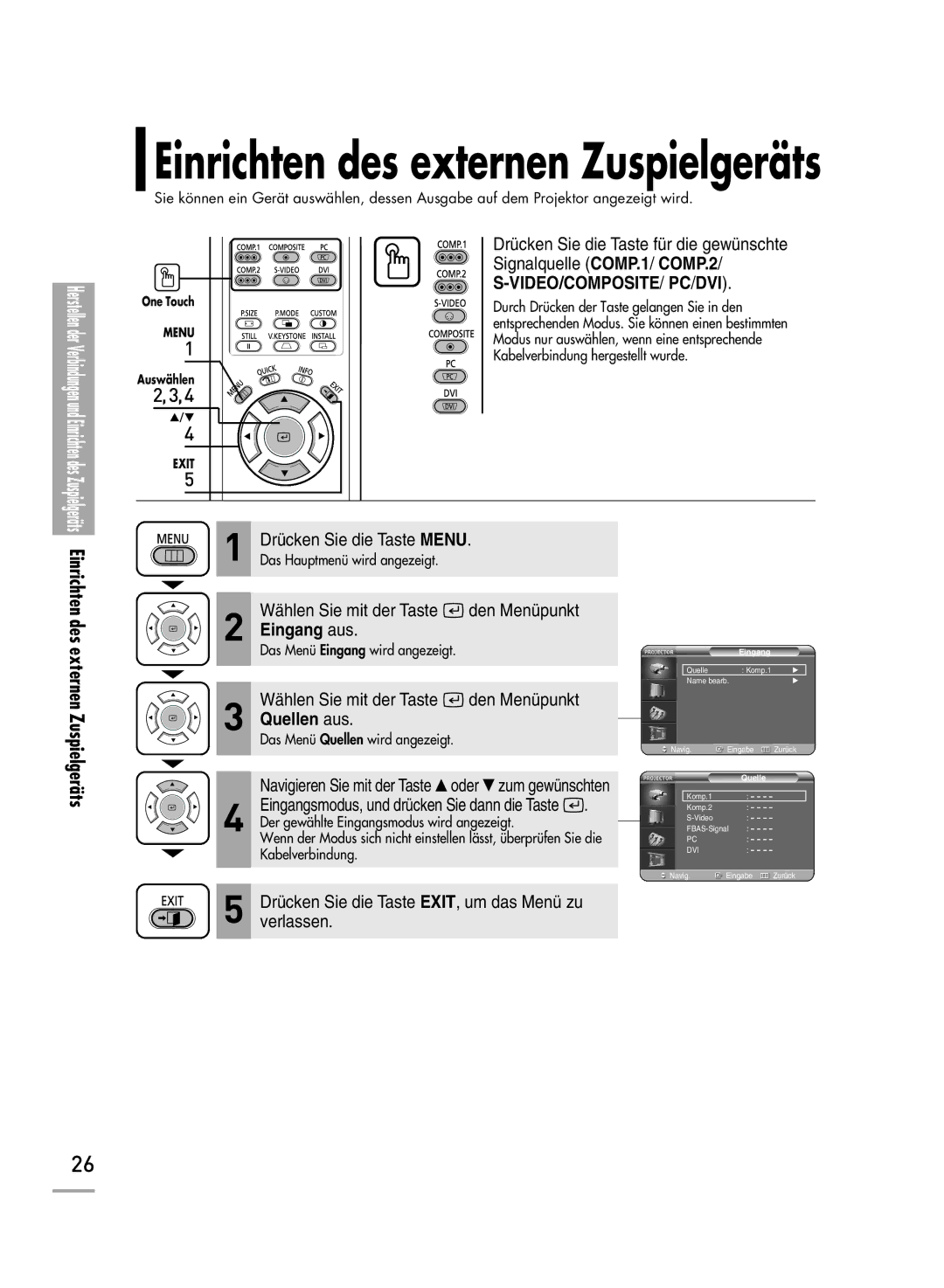 Samsung H710, H500 manual Äts Einrichten des externen Zuspielgeräts 