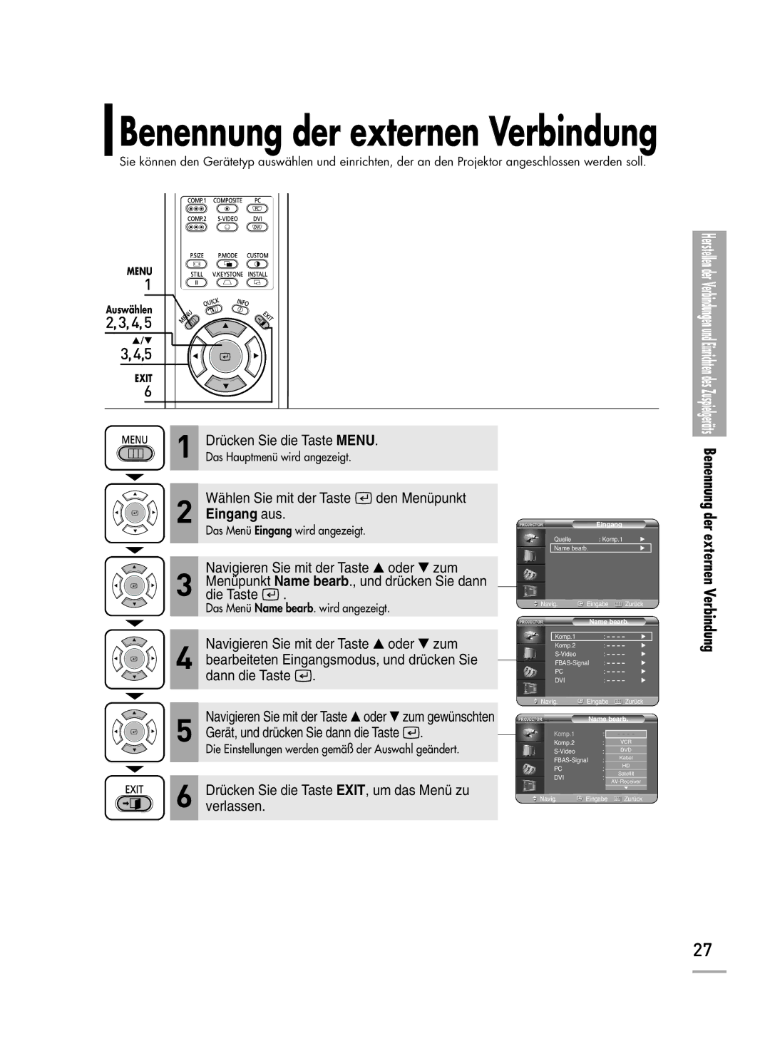 Samsung H500, H710 manual Benennung der externen Verbindung 