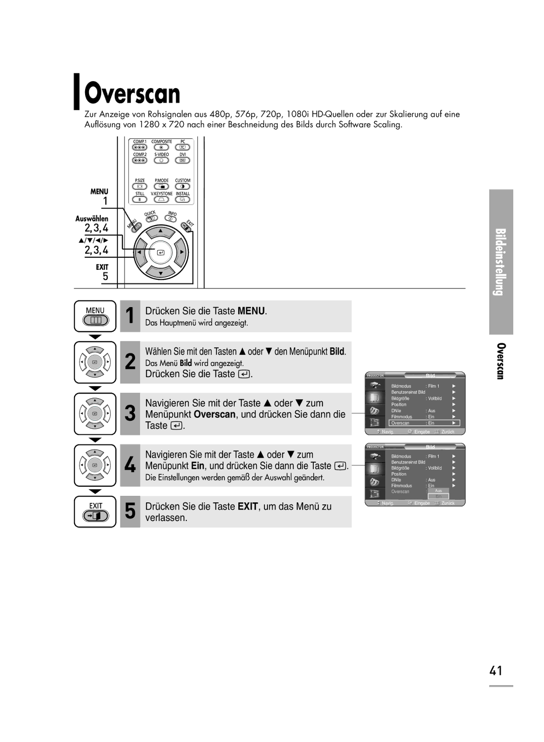 Samsung H500, H710 manual Overscan 