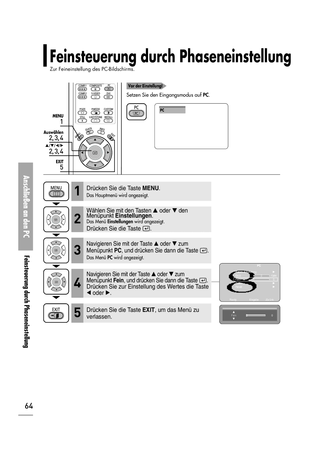 Samsung H710, H500 manual Feinsteuerung durch Phaseneinstellung 