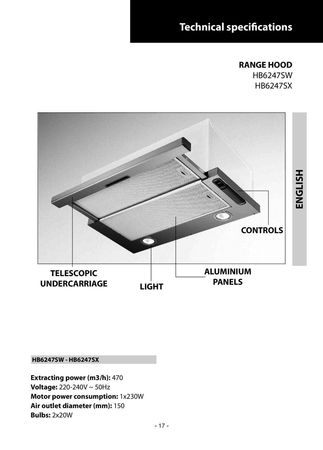 Samsung HB6247SX/XEO manual Technical specifications 