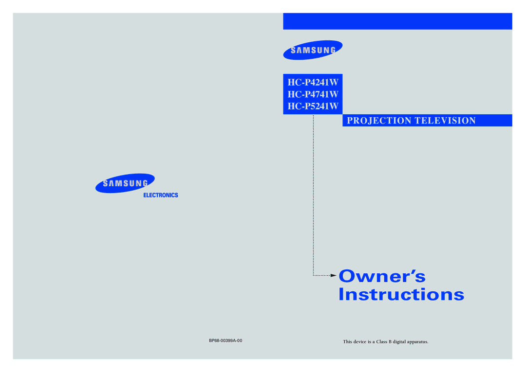 Samsung HC-P4241W manual Instructions 