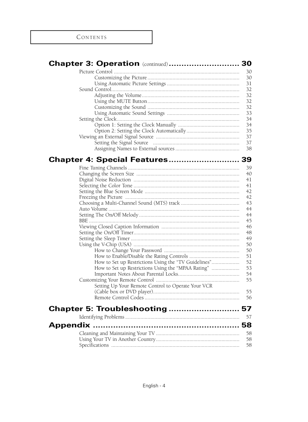 Samsung HC-P4241W manual Special Features, Troubleshooting, Appendix 