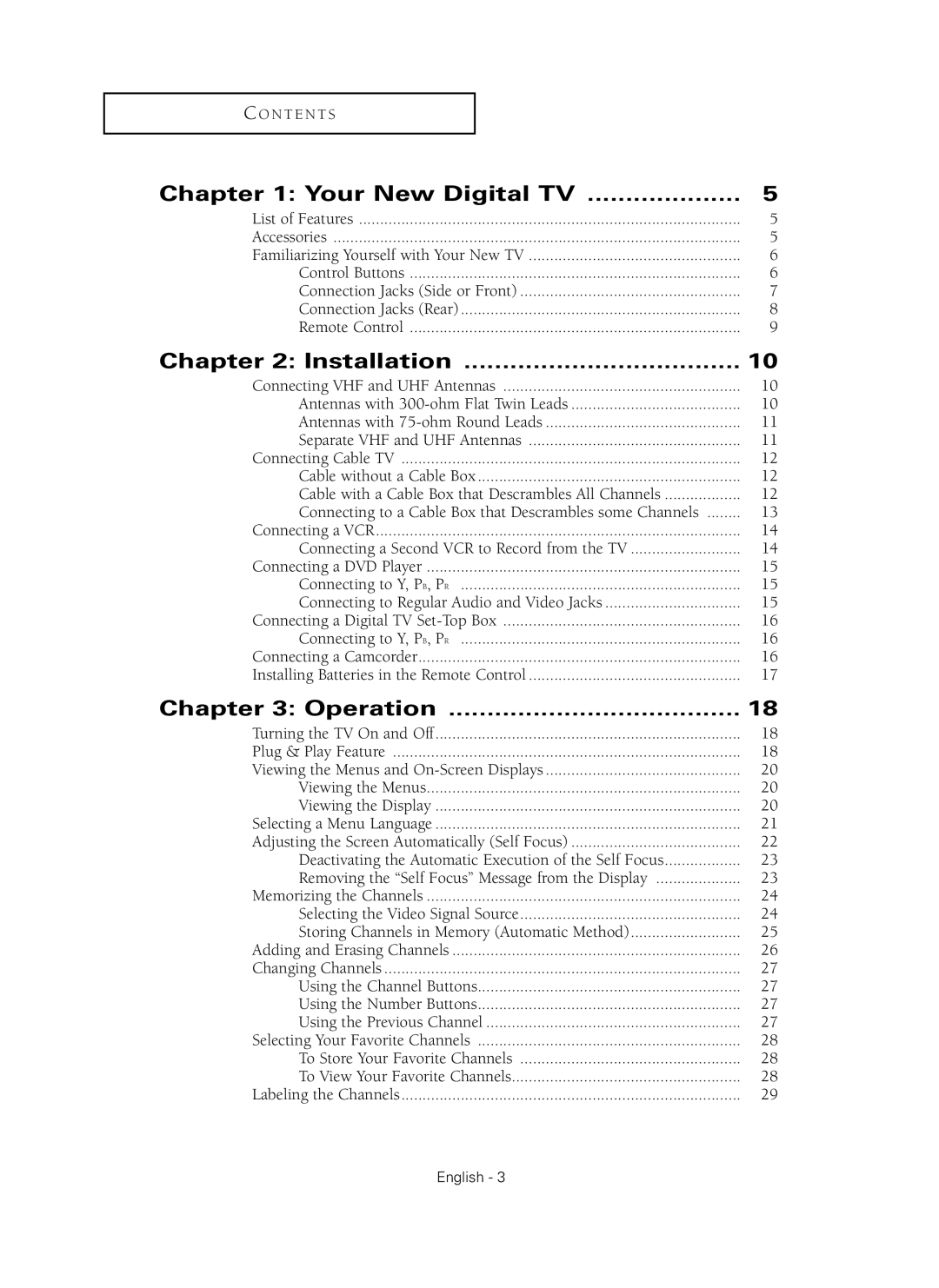 Samsung HC-P4241W manual Your New Digital TV, Installation, Operation, C O N T E N T S 
