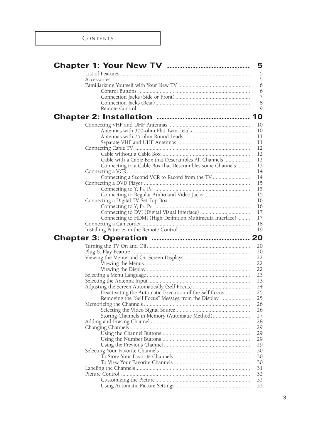 Samsung HC-P4252W, HC-P5252W, HC-P4752W manual Your New TV, Installation, Operation 