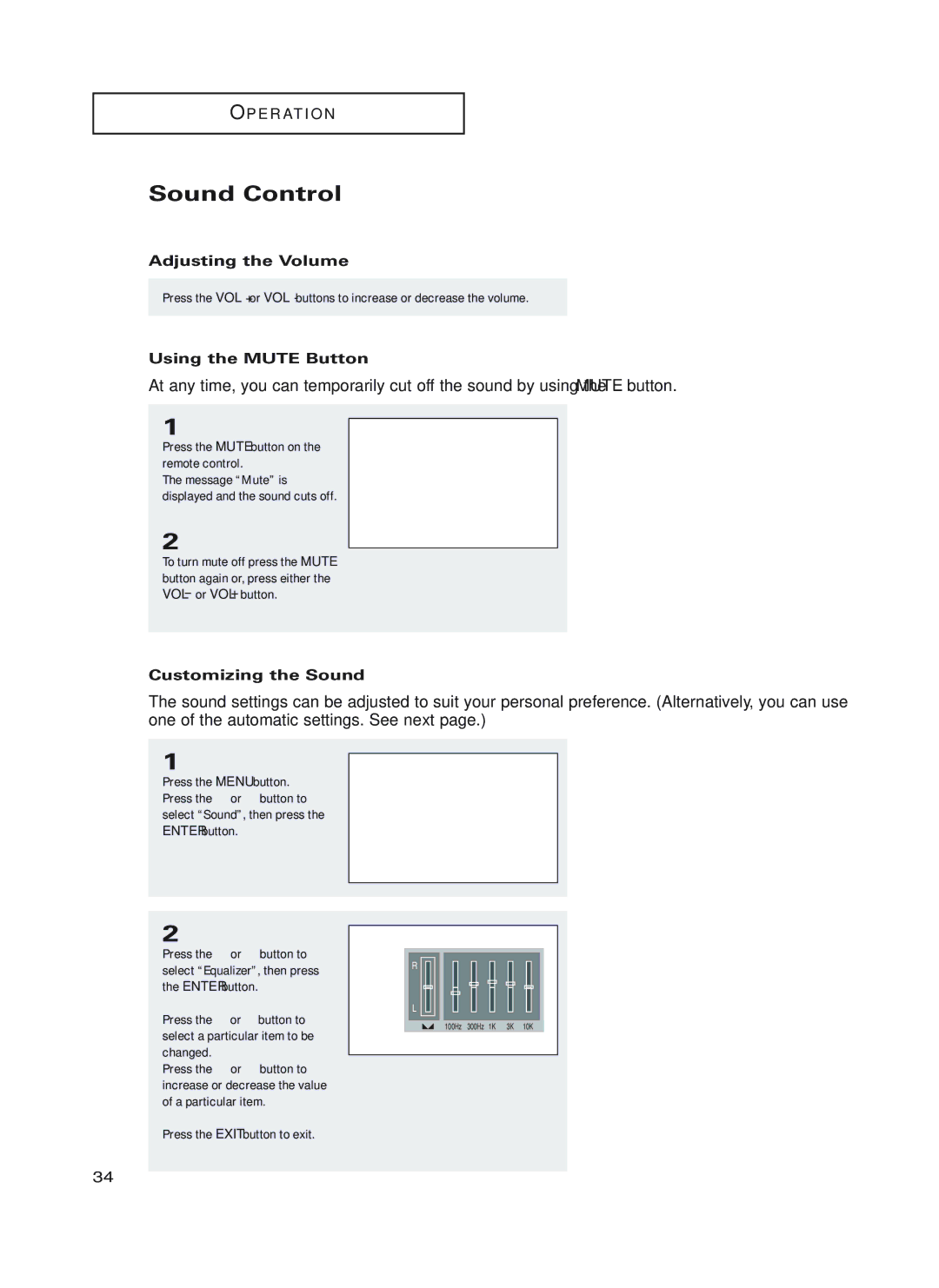 Samsung HC-P5252W, HC-P4252W, HC-P4752W Sound Control, Adjusting the Volume, Using the Mute Button, Customizing the Sound 