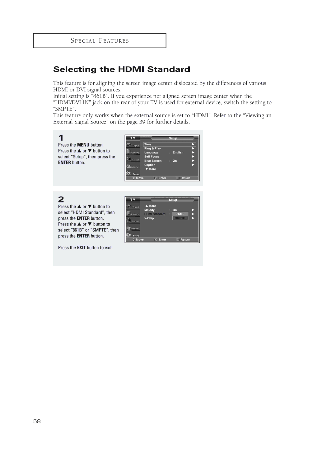 Samsung HC-P5252W, HC-P4252W, HC-P4752W manual Selecting the Hdmi Standard 