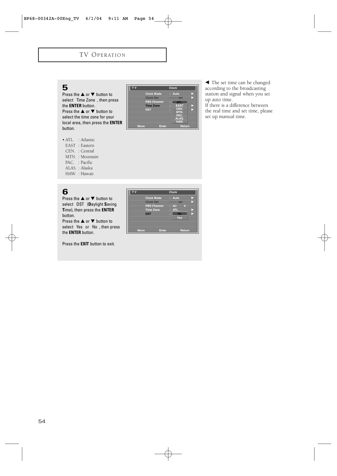 Samsung HC-P4363W manual Atleast DST 